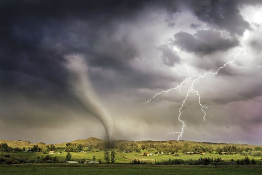 lightning and tornado hitting village