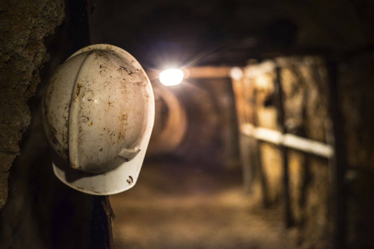 Hardhat in a mine